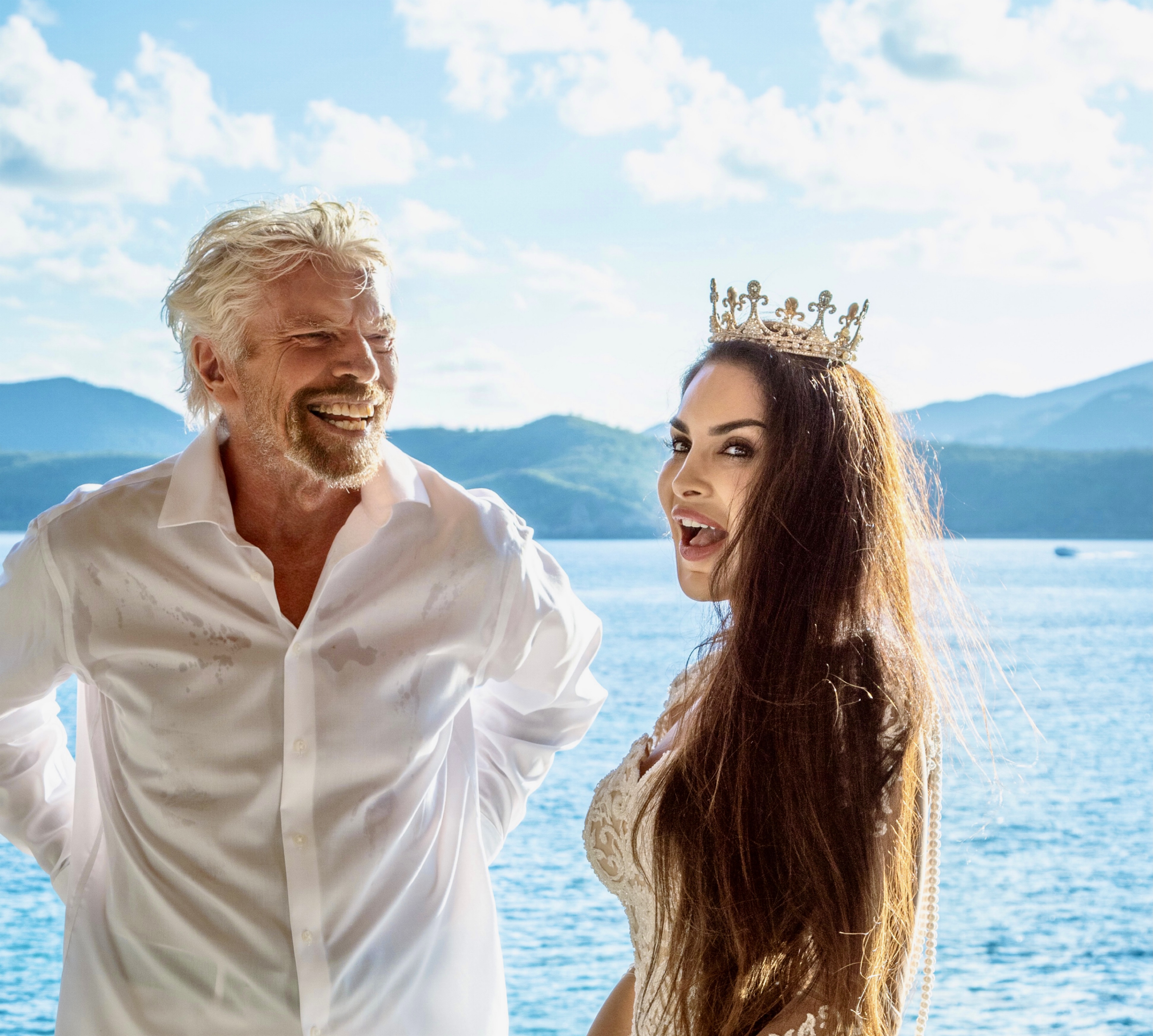 Miss Sayé with Sir Richard Branson at the Woman of the World ceremony